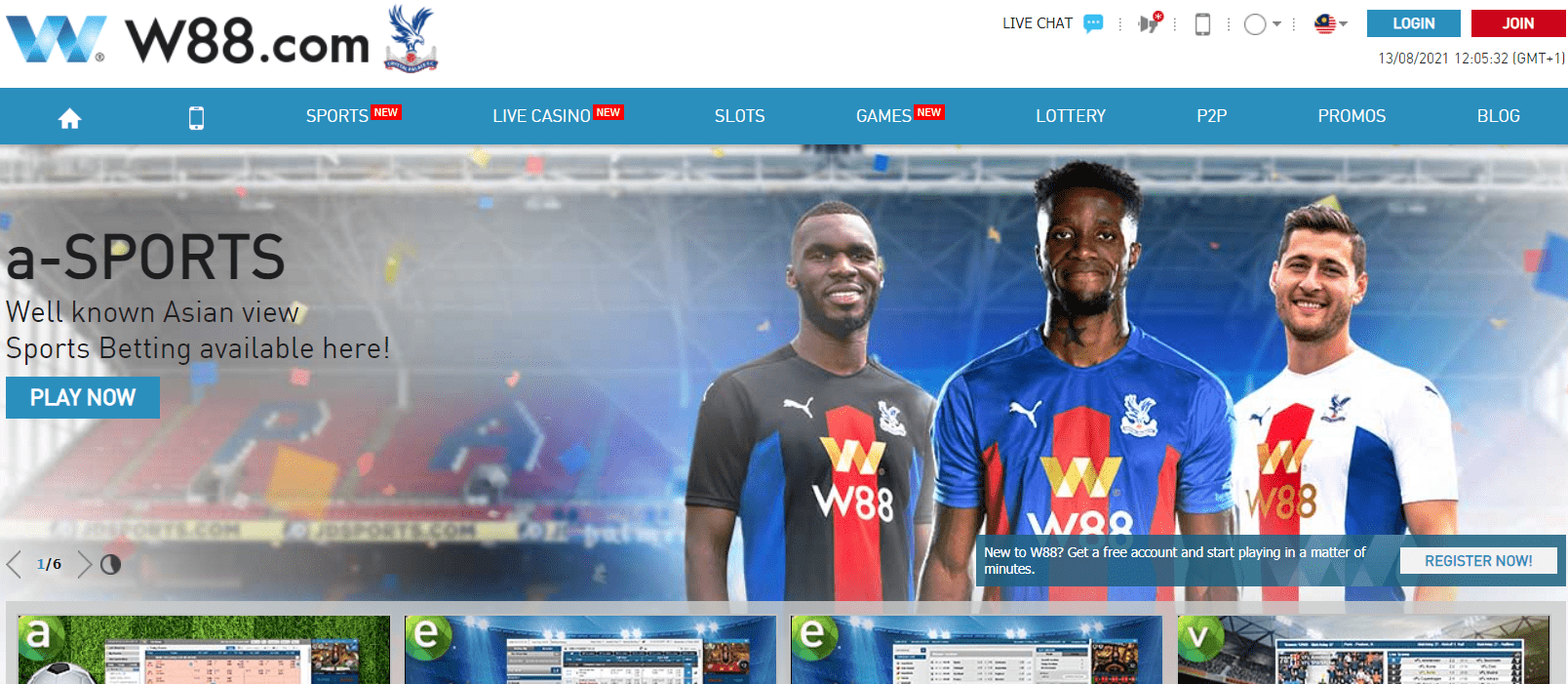 W88 betting site - homepage screen