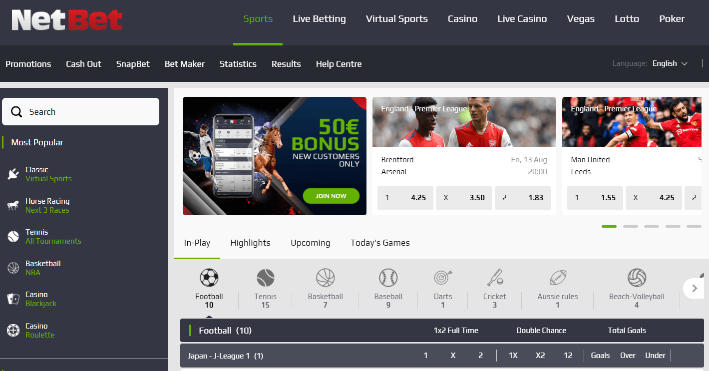 netbet sportsbook malaysia - sports betting page screen